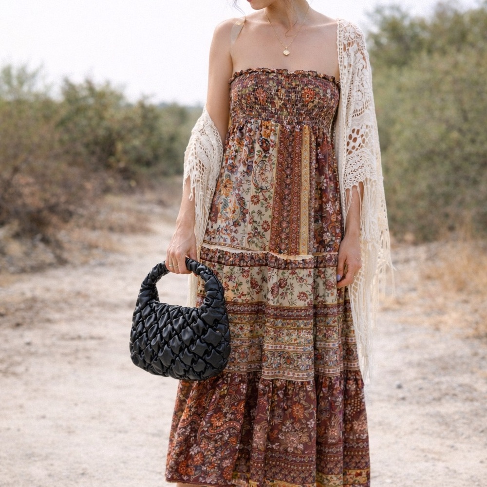 Black Quilted Bag‎ Boho Puffer